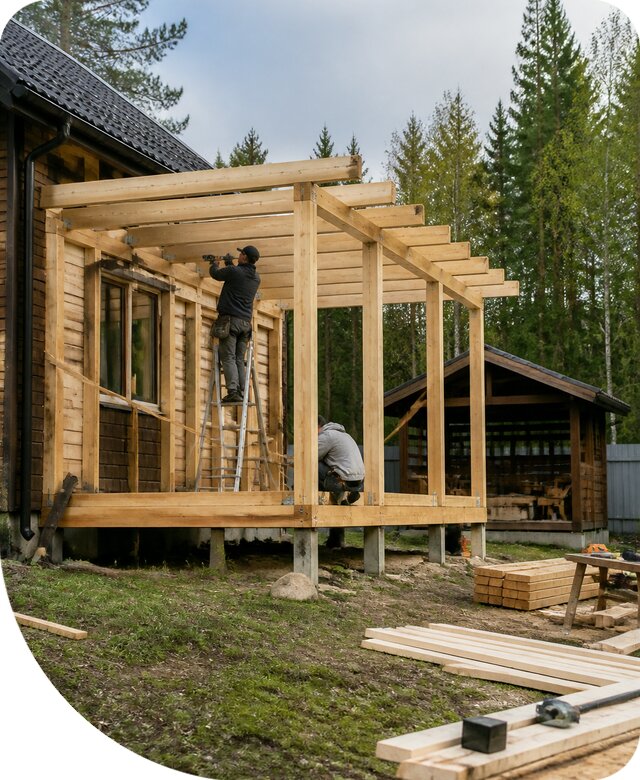 Строительство пристроек и построек на участке в Топках