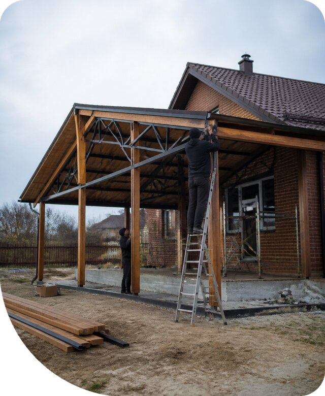 Пристройка навеса к дому и участку в Топках под ключ